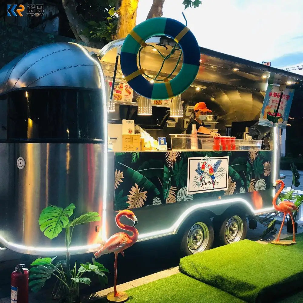 Customized food truck rolling cart fast food snow cone trailer