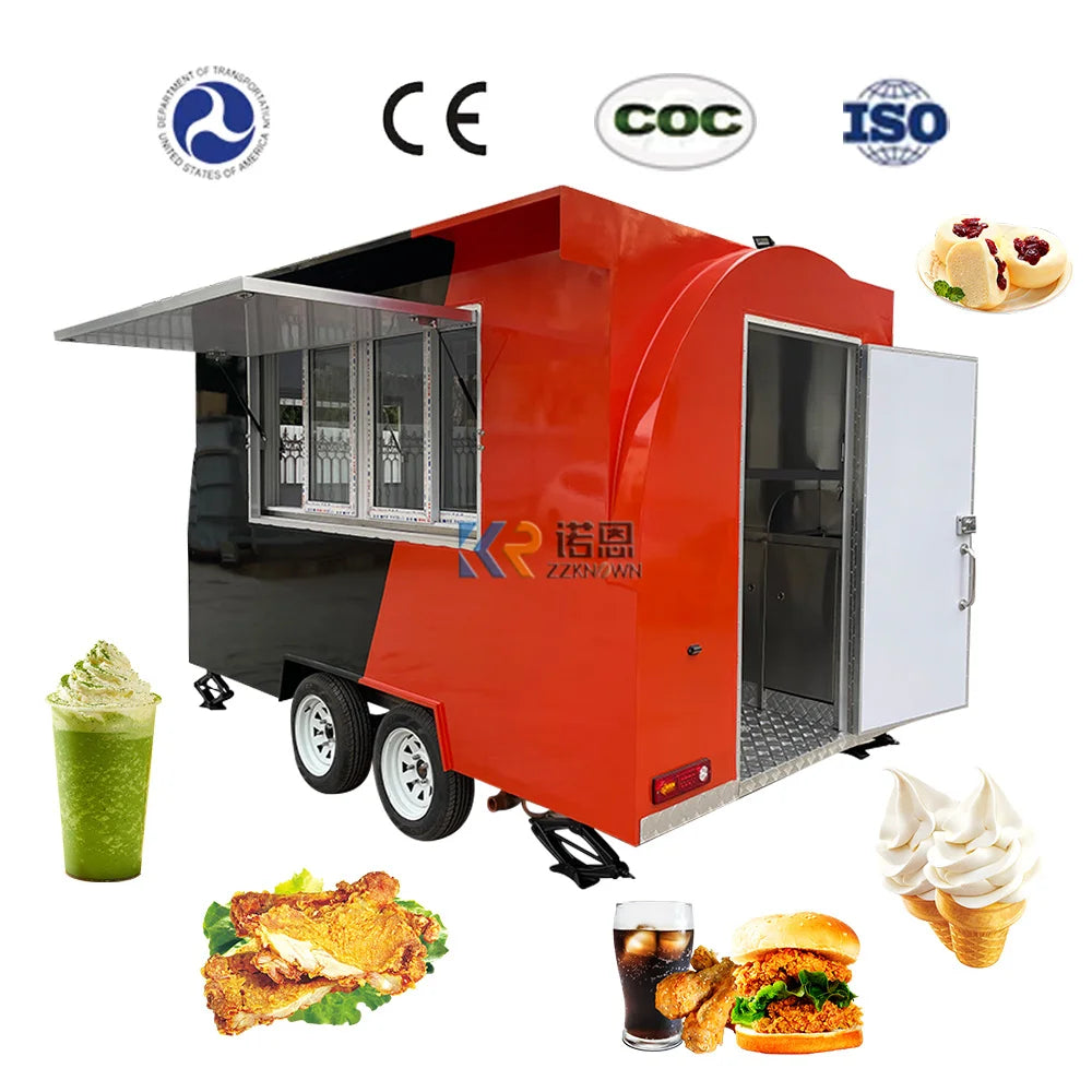 2023 USA Standard Ice Cream Trailer Mobile Fast Food Truck Trailers Fully Equipped with Full Kitchen Equipment