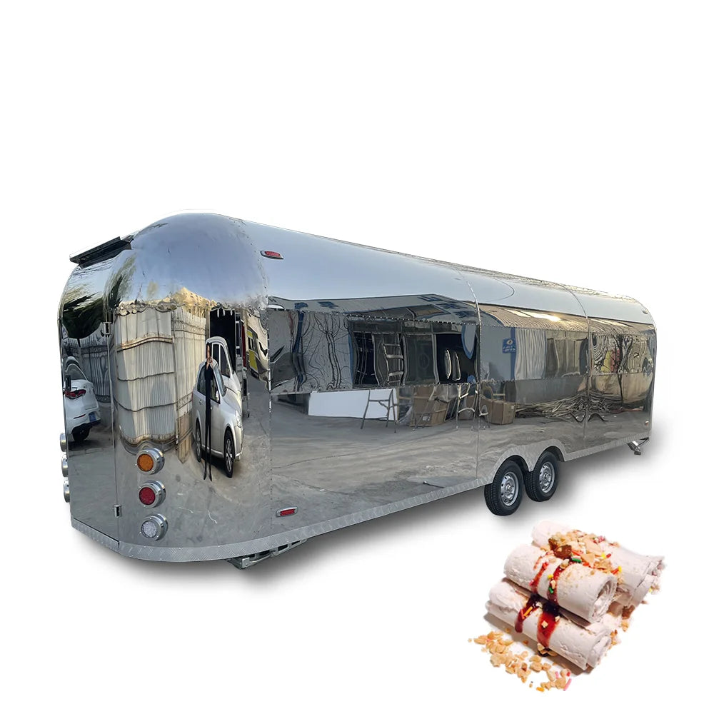 Stainless Steel Bus Deep Fryer Fast Food Trucks Street Mobile Food Trailer With Full Kitchen Equipments