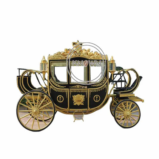 2022 Black Color Royal Horse Carriage Luxury Wedding Horse Cart Attraction Exhibition Horse Carriage