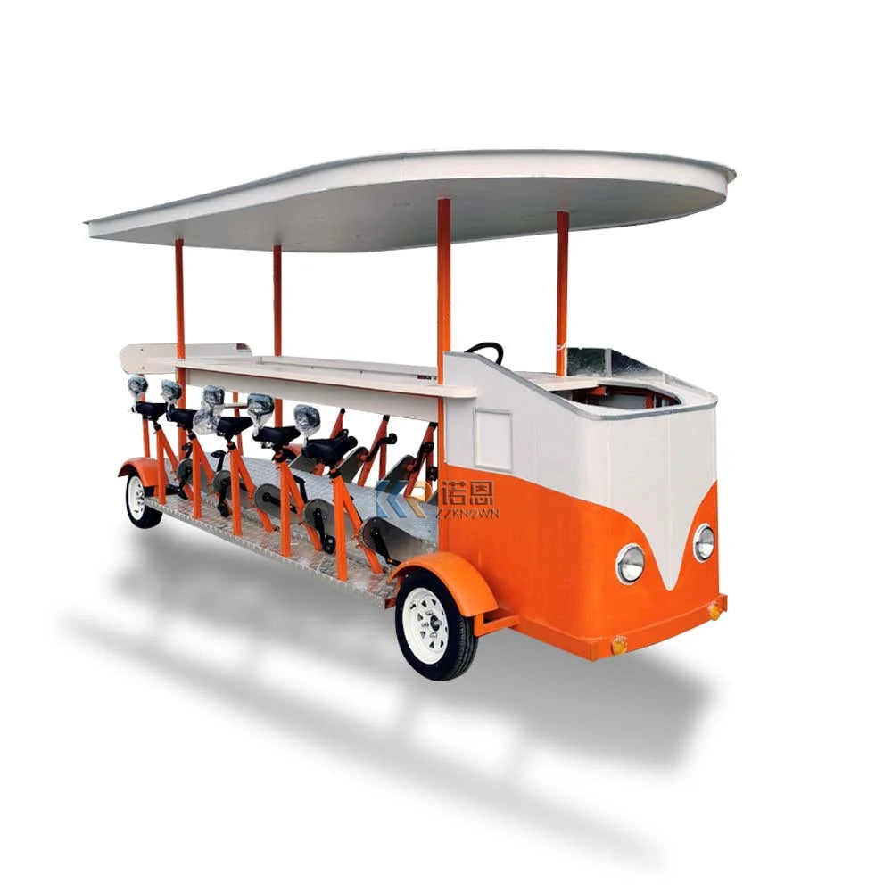 13-15 Persons Four Wheel Pedal Electric Mobile Beer Bike Cart Sightseeing Bus Car For Sale