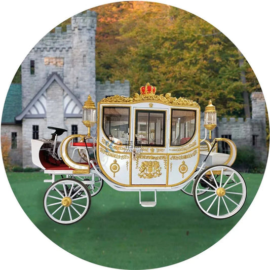 Top Quality New Style White Pumpkin Horse Drawn Carriage Victoria Passenger Four Wheels Horse Buggy