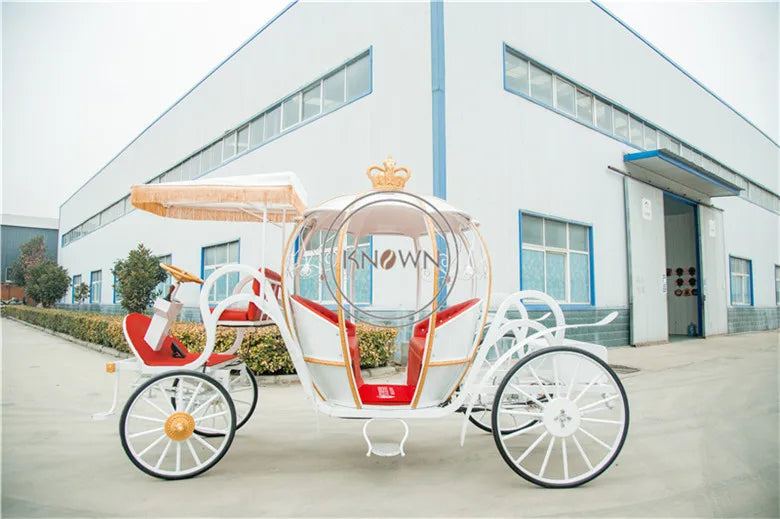 2023 White Electric Pumpkin Horse Carriage Princess Wedding Horse Trailer Royal Carriage for Sale