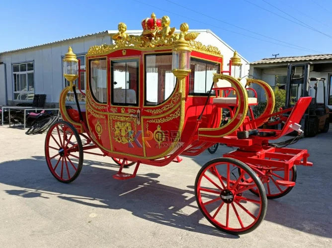 2023 New Style Royal Horse Carriage Wagon Electric Wedding Classical Princess Sightseeing Cart with 4 Wheels