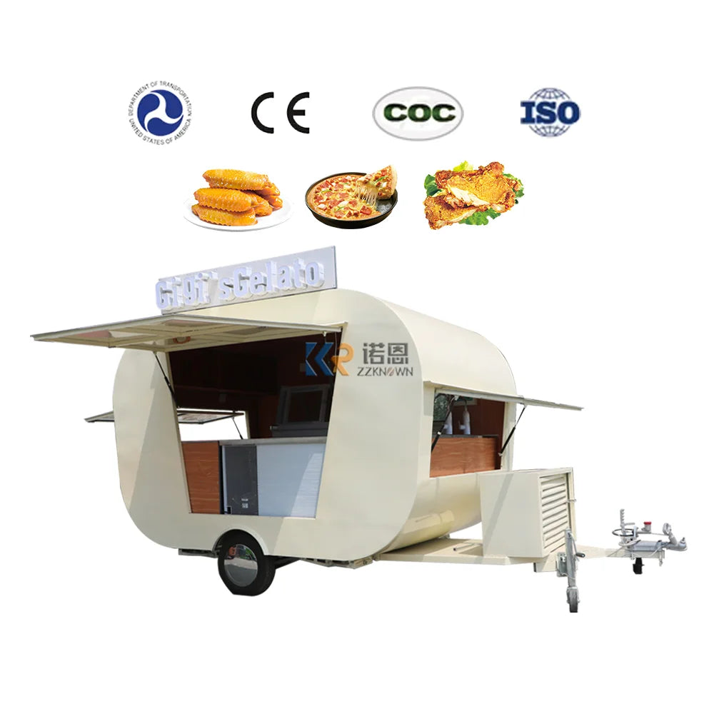 Stainless Steel Hot Dog Pizza Small Coffee Ice Vending Cart Restaurant Mobile Fast Food Trailer Truck For Sale