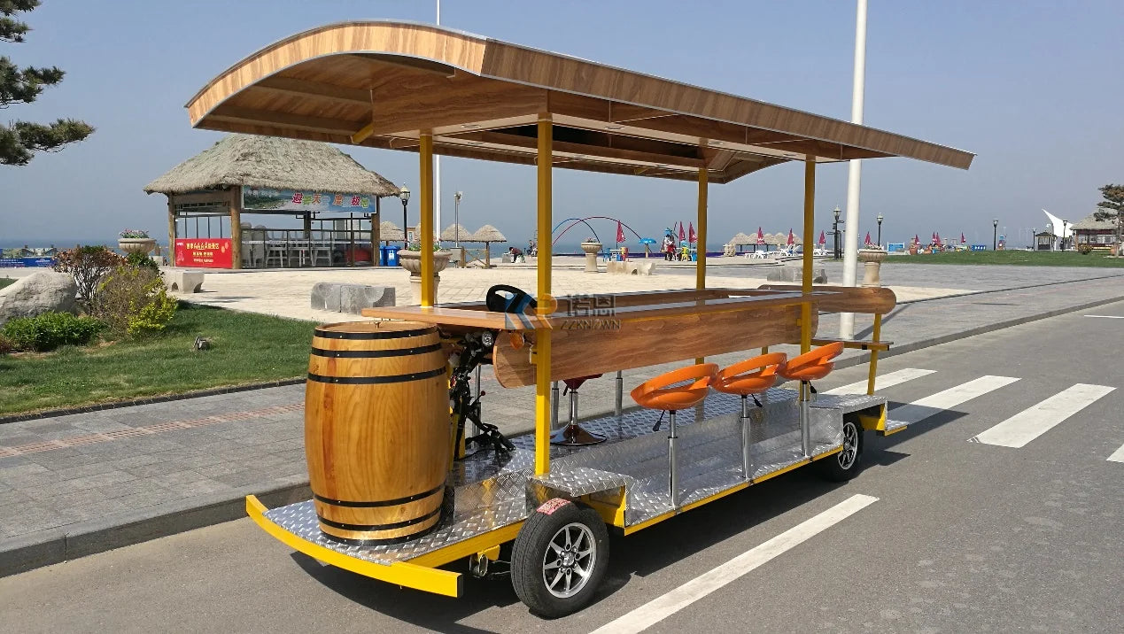 2023 Mobile Beer Cart Scenic Fitness Sightseeing Car Mobile Cycling Bike Multiplayer Cycling Coffee Bike Party Car