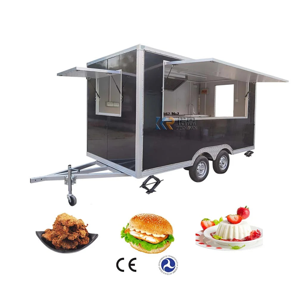 Remolque de comida para cafetería con concesión móvil, quiosco totalmente equipado, carrito para helados y hot dogs, camión de comida con equipo de cocina completo