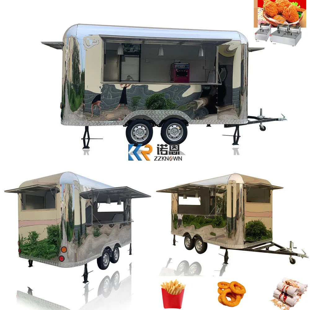 Food Truck With CE DOT Certificate Mobile Food Cart Fully Equipped Kitchen Food Vending Trailer