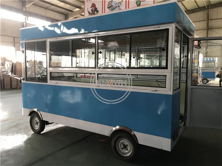 2024 popular unique shape trailer food truck ice cream street food car wooden food cart