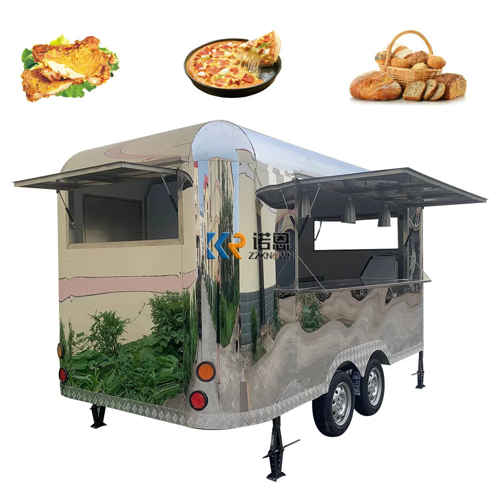 Stainless steel Mobile kitchen Food Trailer with CE Certification Fully Equipped Food Truck for Sale Europe