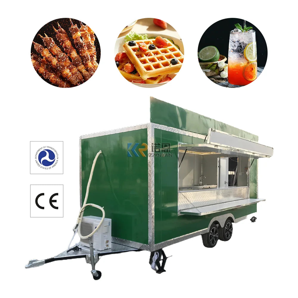 DOT CE Street Fast Food remorque Fruits Mobile Cake Food Cart Food Truck avec équipement de cuisine complet