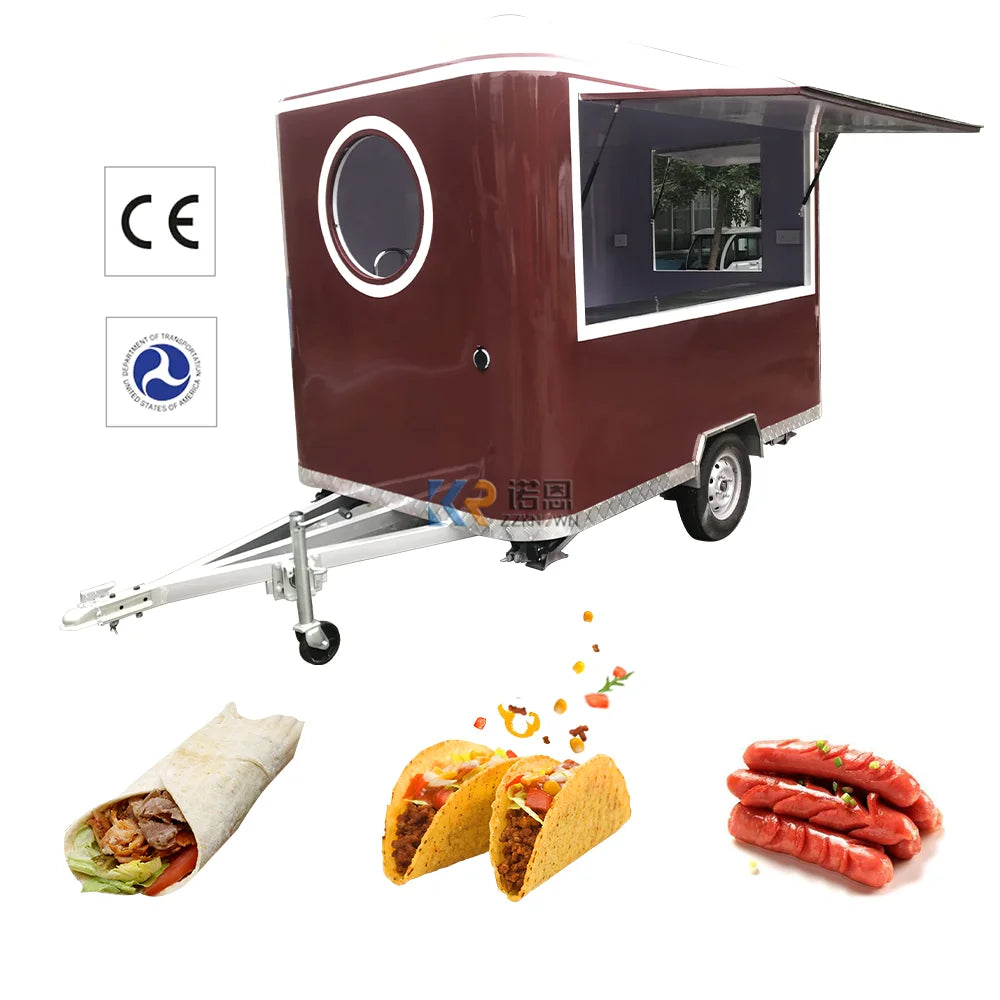 Carritos de comida para el desayuno Remolque para carrito de comida rápida Camión de comida Airstream de acero inoxidable aprobado por la CE