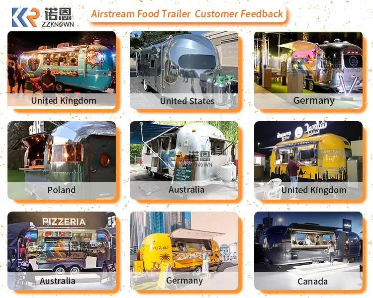 New Hot Dog Pizza BBQ Ice Cream Cart Concession Food Trailer Mobile Airstream Food Truck With Full Kitchen Restaurant Equipment