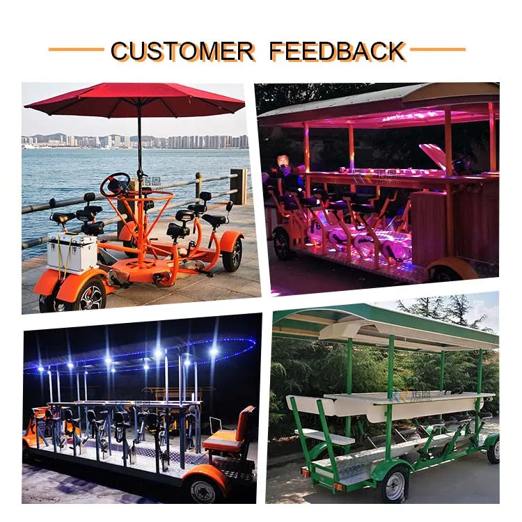 7-15 Passengers Pedal-powered Pubs Crawls Group Four Wheel Electric Party Beer Bike