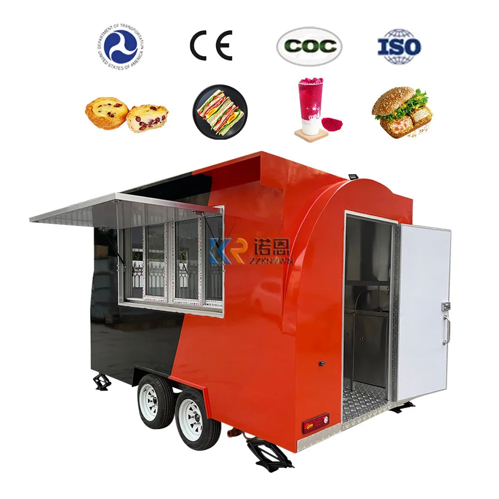 2023 USA Standard Ice Cream Trailer Mobile Fast Food Truck Trailers Fully Equipped with Full Kitchen Equipment