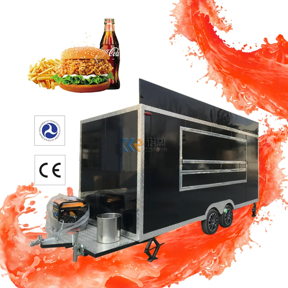 16.4ft Fully Customized Equipped Food Truck USA Standard Food Trailer 5M Black Cart