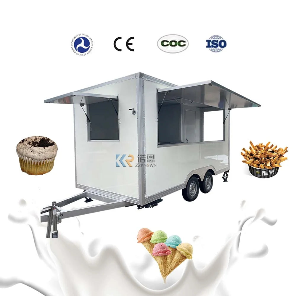 Camión de comida para helados, remolque de comida móvil con equipo de cocina completo, camión de comida con baño en venta en Europa