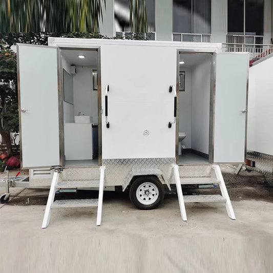 Mobile 2 Axles Portable Travel Shower Toilets Mobile Plastic Luxury Toilets Washroom Trailer For Sale