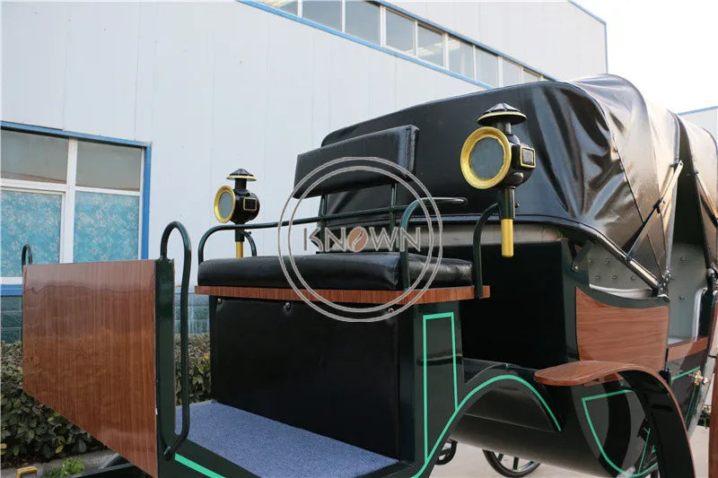 2022 Electric Color-blocking Sightseeing Carriage Royal Carriage with Double Canopy Luxury Wedding Horse Cart