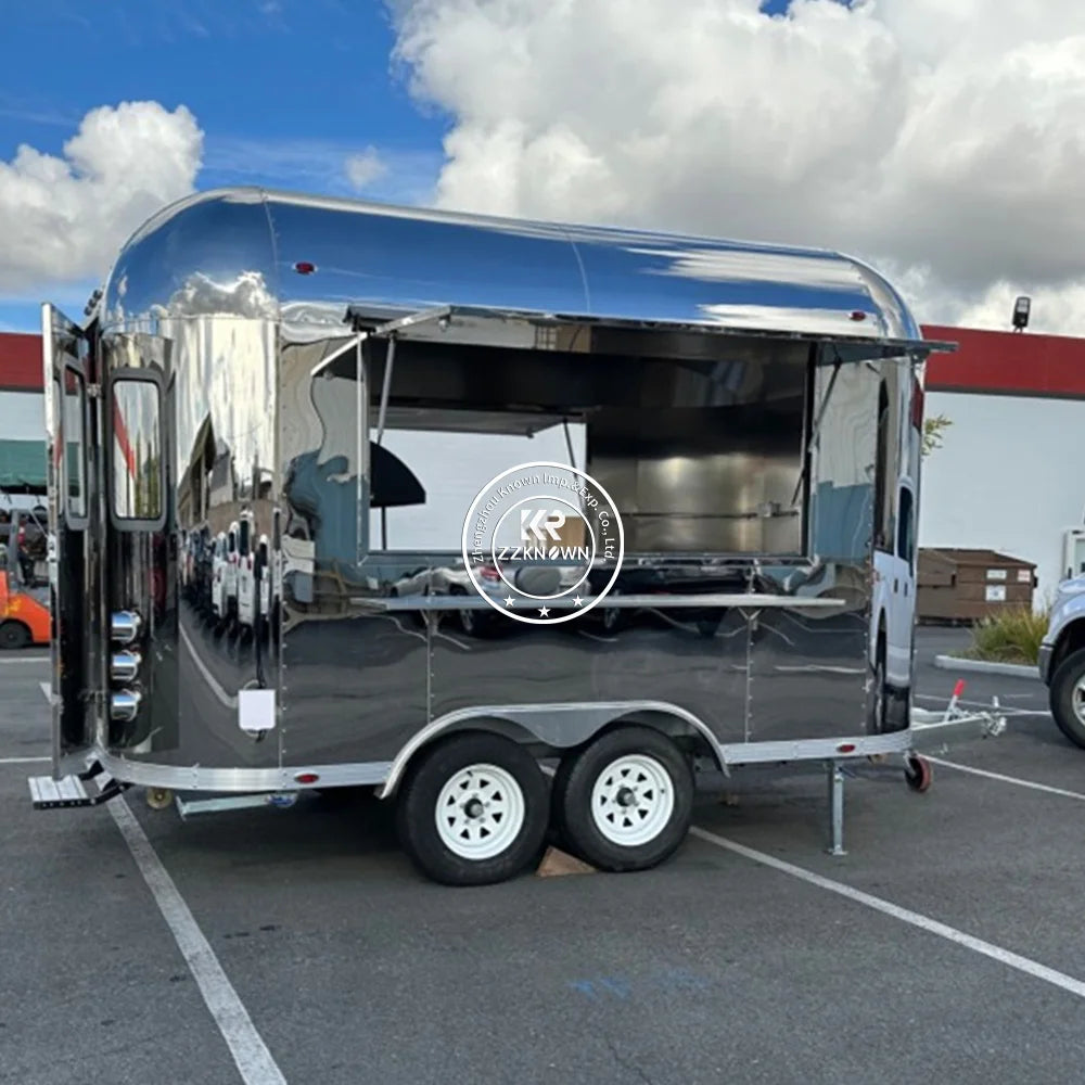 OEM 12ft Commercial Food Trailer Koisk Concession Street Mobile Food Truck  Fast Food Cart For Sale Usa Europe Australia