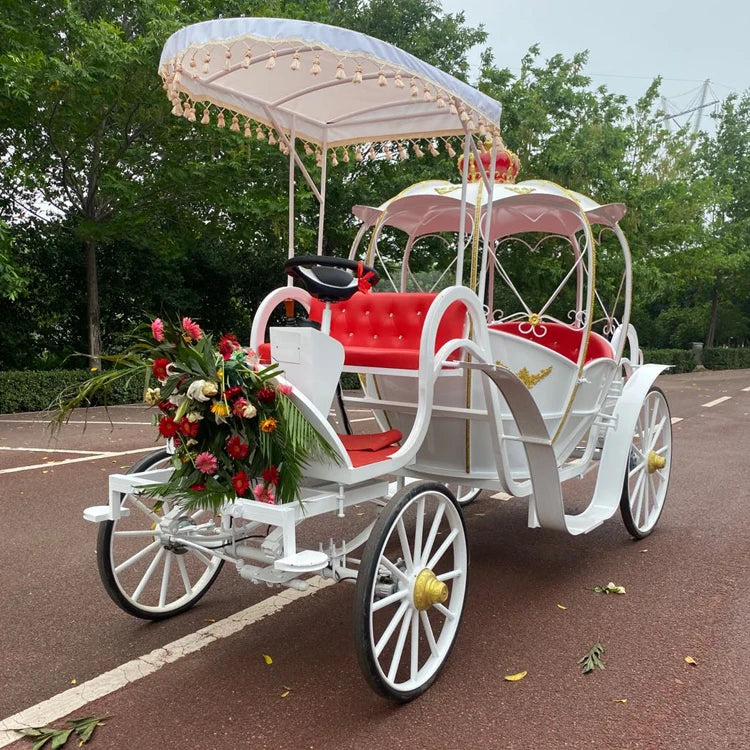 Wagon électrique pour chevaux de mariage à vendre Chariots de marathon de chevaux de Cendrillon de mariage blanc Transport spécial néerlandais