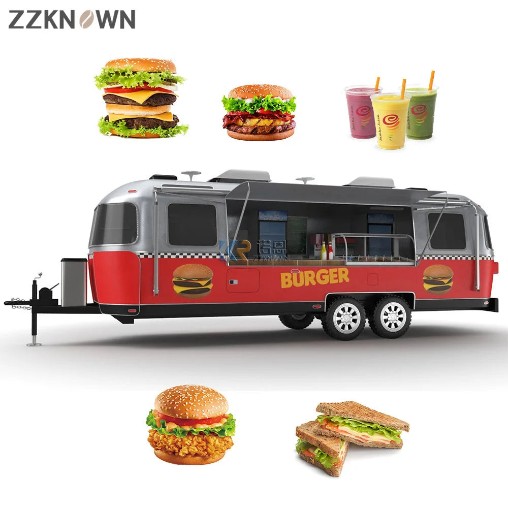 Custom Burger Pizza Barbecue Food Track  Mobile kitchen Ice Cream Coffee Vending Cart Fast Food Trailer for Sale