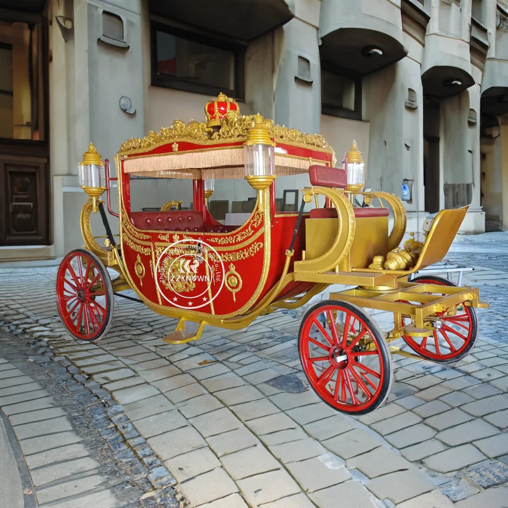 OEM Special Transportation Golden Royal Horse Drawn Carriage Manufacturer Comfortable Tourist Wedding Electric Horse Carriage