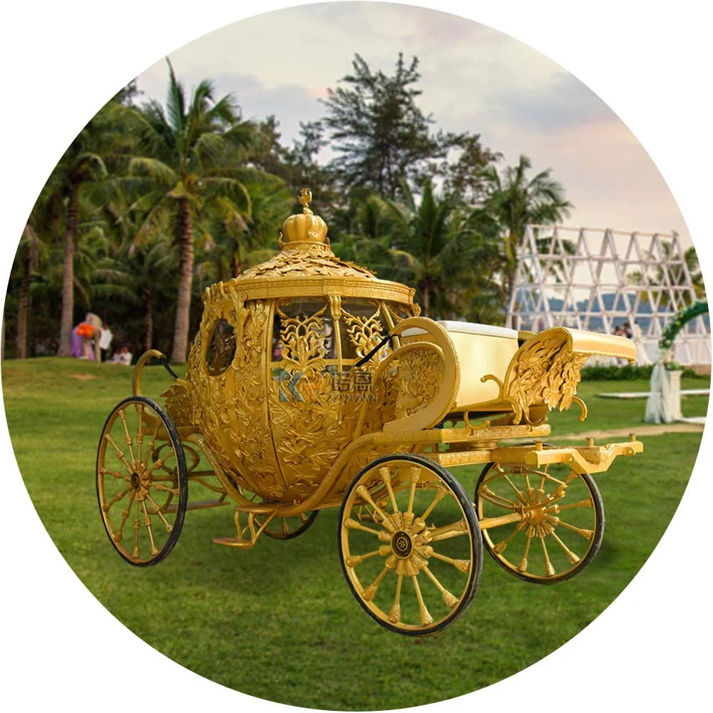 OEM American's Favorite Electric Pumpkin Electric 4 Wheels Horse Drawn Carriage For Wedding Horse Carts Wagon