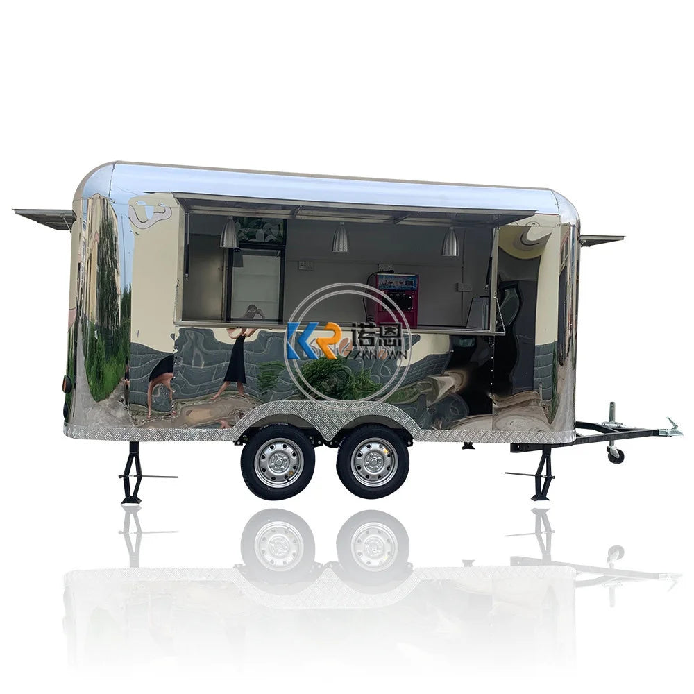 Stainless steel Mobile kitchen Food Trailer with CE Certification Fully Equipped Food Truck for Sale Europe