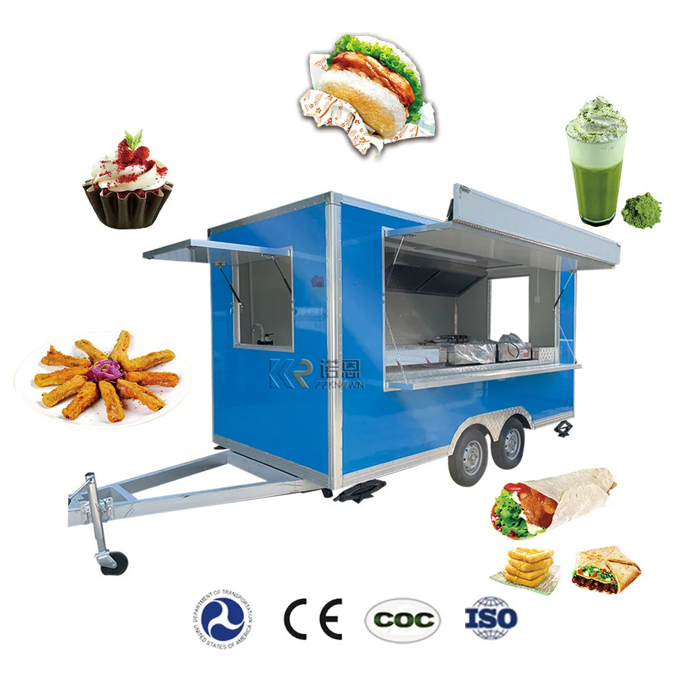 Portable Hamburger Coffee Food Carts and Food Trailers Fully Equipped with Deep Fryer