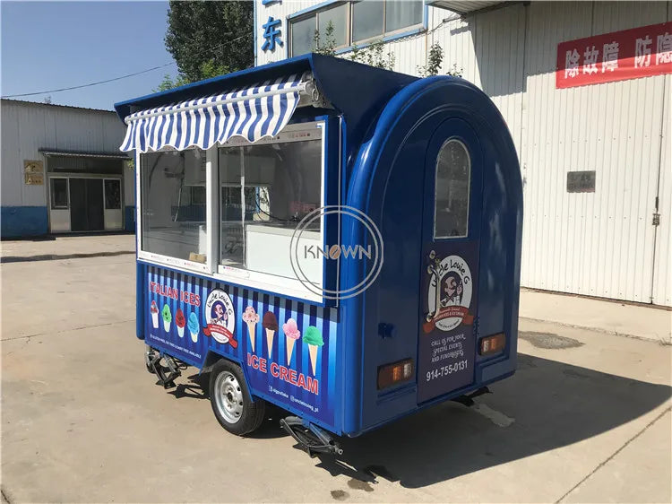 OEM 250CM Length Ice Cream Vending Truck Mobile Food Kiosk Cart Food Van Trailer for sale