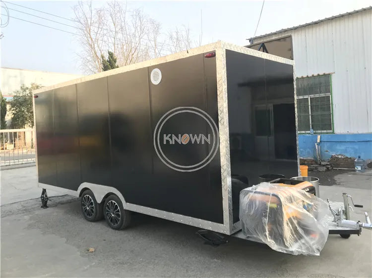 Promotion 5M Black Food Truck Mobile Outdoor Street Kitchen Food Cart Fast Customized Ice Cream Trailer for Sale