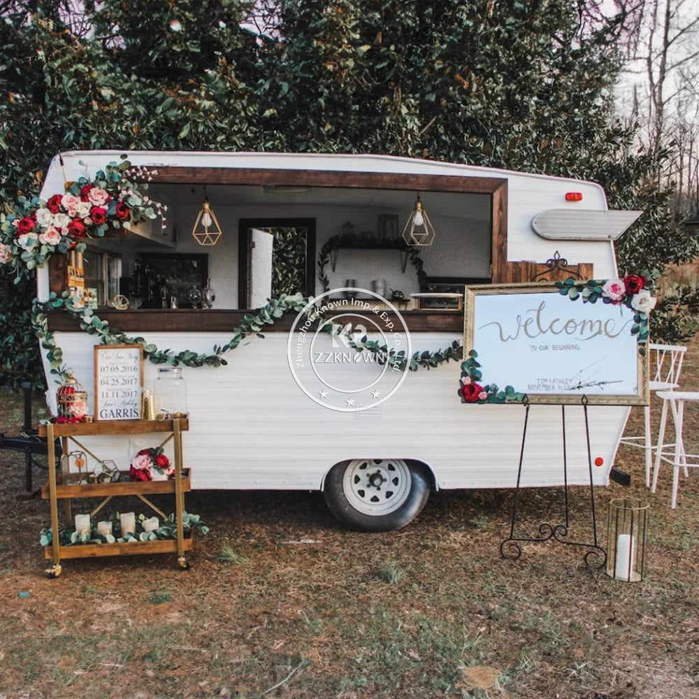 2024 Van Food Carts For Sale Remolque de comida vintage con ahumador Cocina móvil Carrito de café y pizza