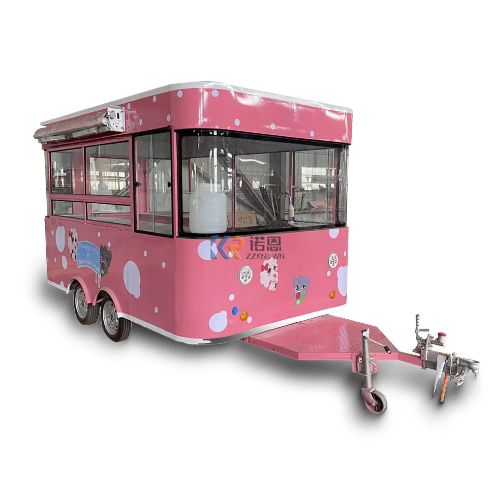 Colorful Customizable Mobile Food Trailer For Sale Zhenda Low Price High Quality Exquisite Food Truck Or Trolley Ice Food