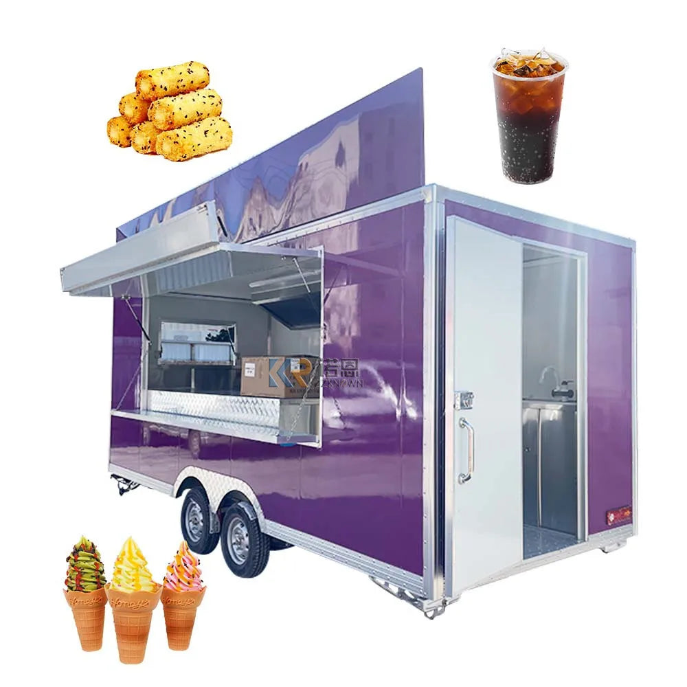 2023 New Food Truck Small Trailer Coffee Carts Vending With Kitchen Fully Equipped Ice Cream Coffee Fast Food Truck For Sale