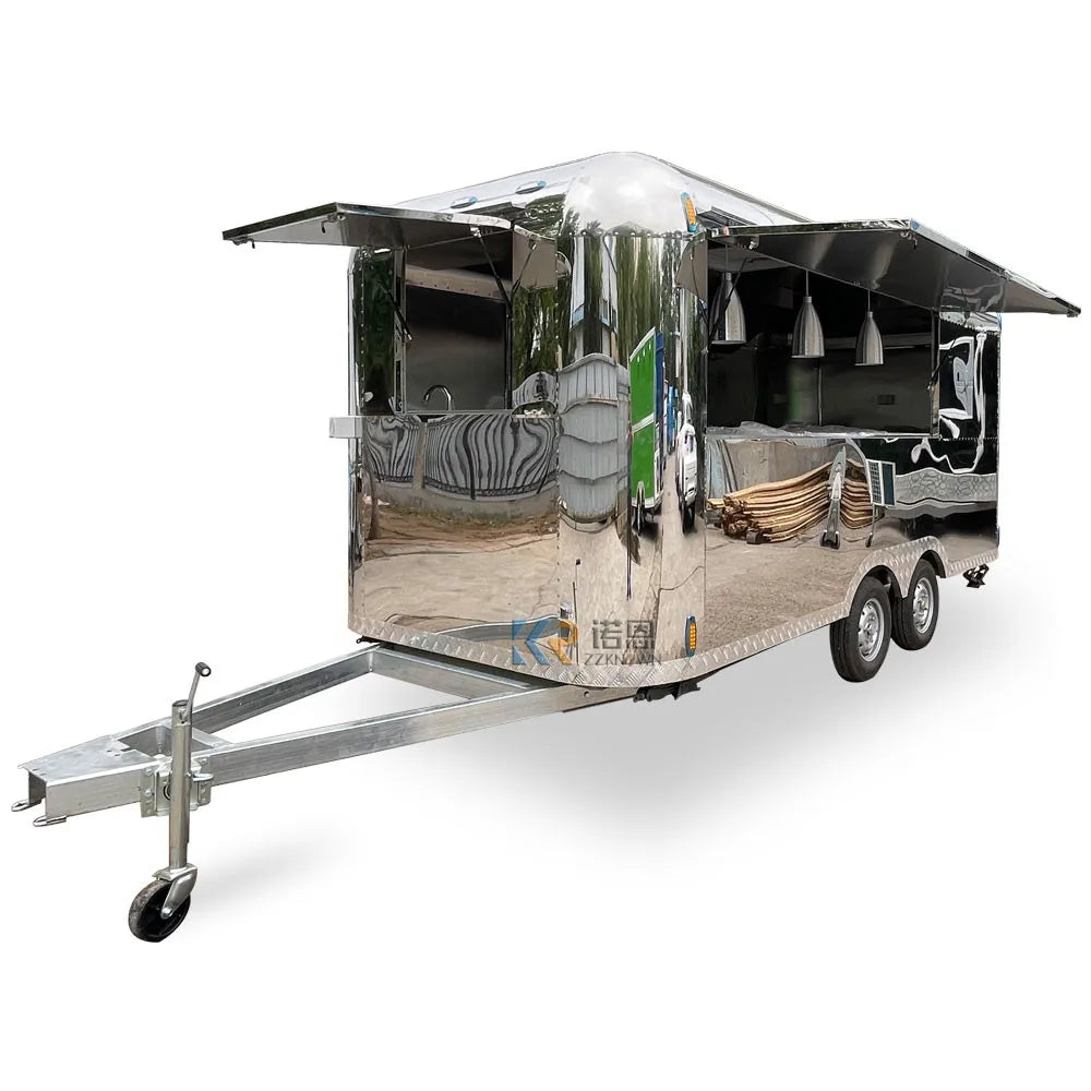 Mobile Food Cart Coffee Catering Concession Airstream Fast Food Trailer Fully Equipped Ice Electric Food Truck