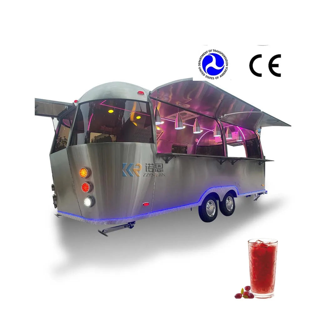 Remolque de comida Airstream con carrito DOT CE Camión de comida móvil para exteriores Camión de café móvil Carrito de venta de comida rápida