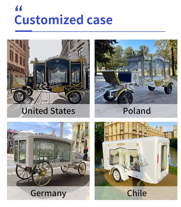 Customized and unique latest retro horse hearse Hearse Carriage manufacturers Horse Drawn White Coffin Carriage