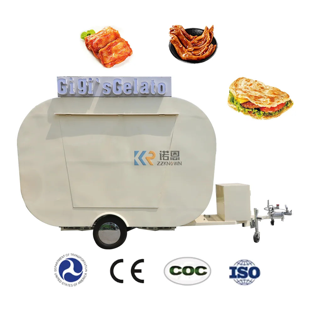 Stainless Steel Food Truck Hot Dog Deep Fryer Pizza Mini Food Trucks Miami Ice Push Stand Cart Trailer