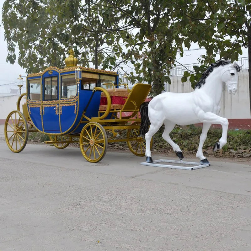 Carro de caballos eléctrico OEM para bodas reales con 4 ruedas, carros tirados por caballos resistentes a la venta en transporte especial