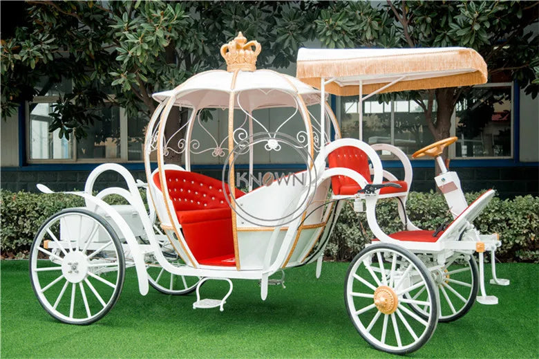 2023 White Electric Pumpkin Horse Carriage Princess Wedding Horse Trailer Royal Carriage for Sale