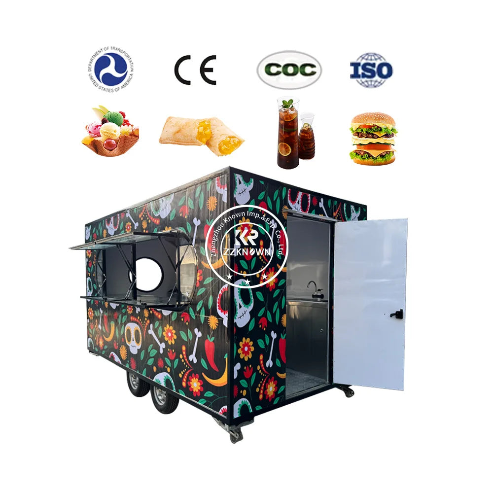 2024 Hot Selling Coffee Food Van Vending Street Food Trailer Mobile Cart Retro Food Truck For Sale In Usa Trailer