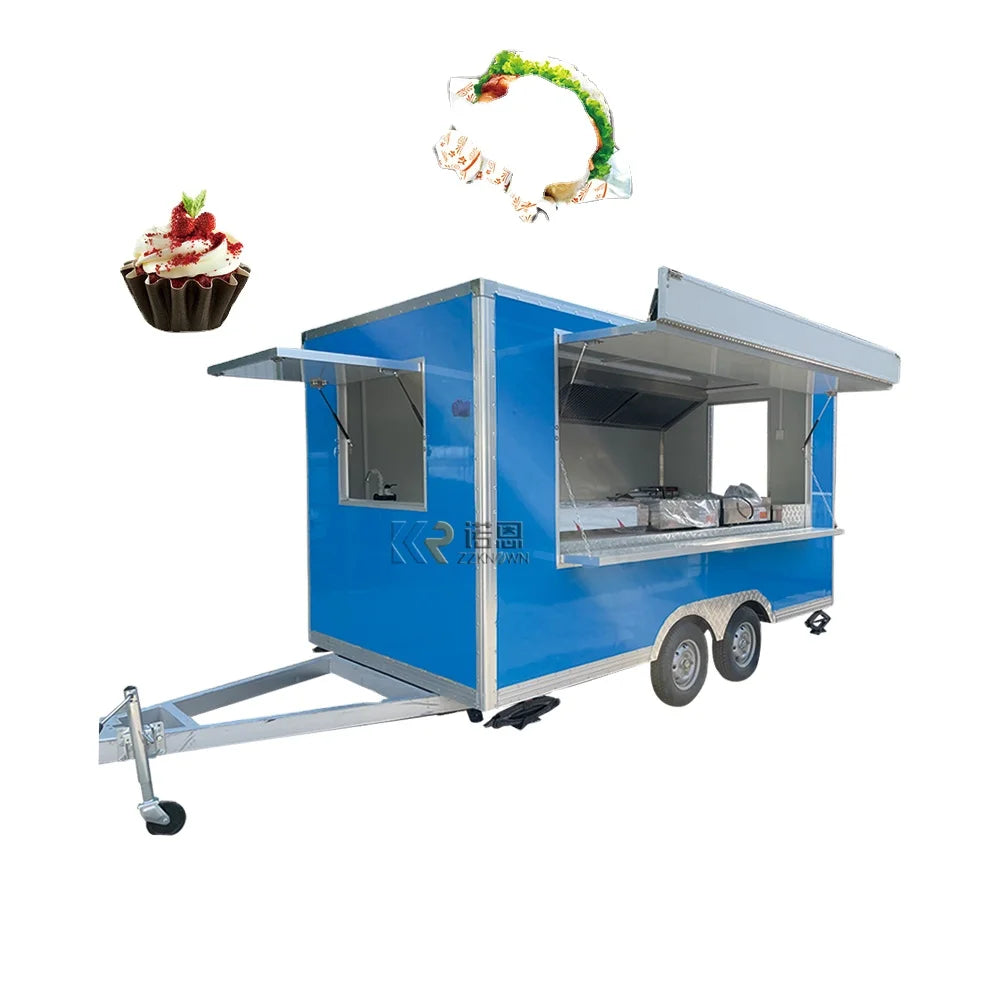 2023 Outdoor Food Truck Street Food Cart Coffee Pizza Carts Mobile Kitchen Snack Trailer US Standard