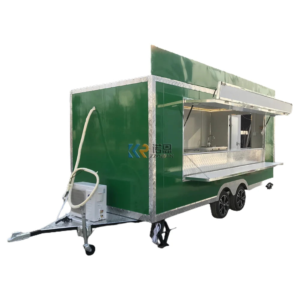 Customized Coffee Ice Cream Food Trailer with Full Kitchen Mobile Street Vending Food Cart 13Ft Kitchen Cooking Food Truck