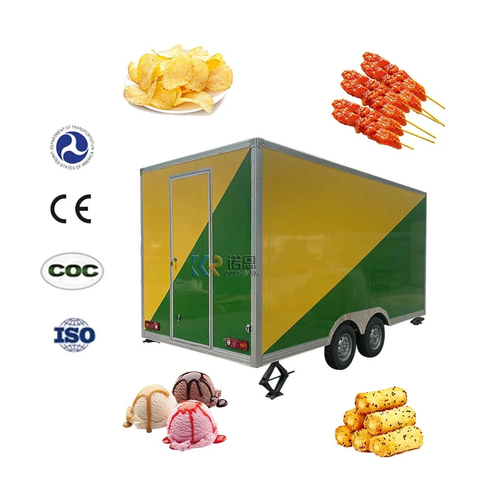 Mobile Ice Food Truck Mobile Food Vending Truck Hot Dog Cart Concession Food Trailer With Baking Equipment Dining Car