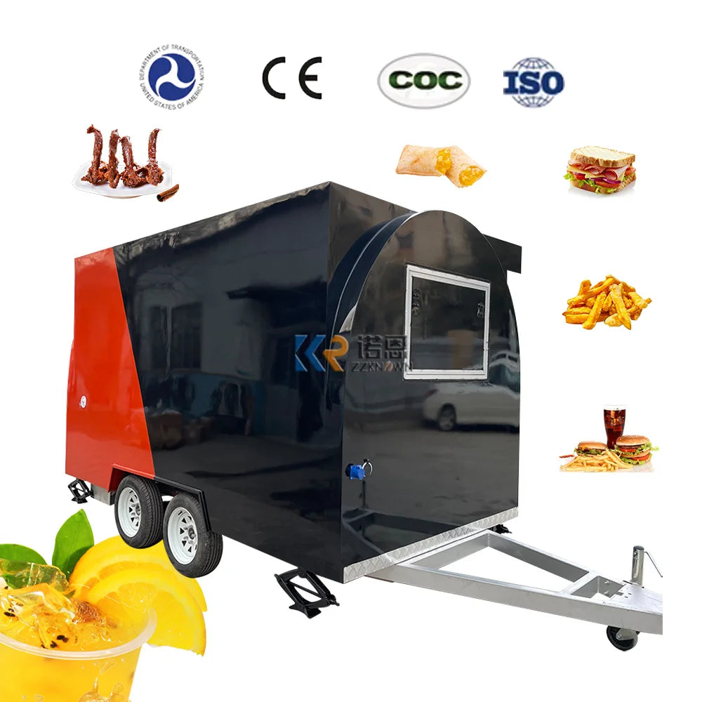 Factory Wholesale Food Truck Street Mobile Food Cart Outdoor Kitchen Fast Food Trailer With Cooking Equipment For Sale