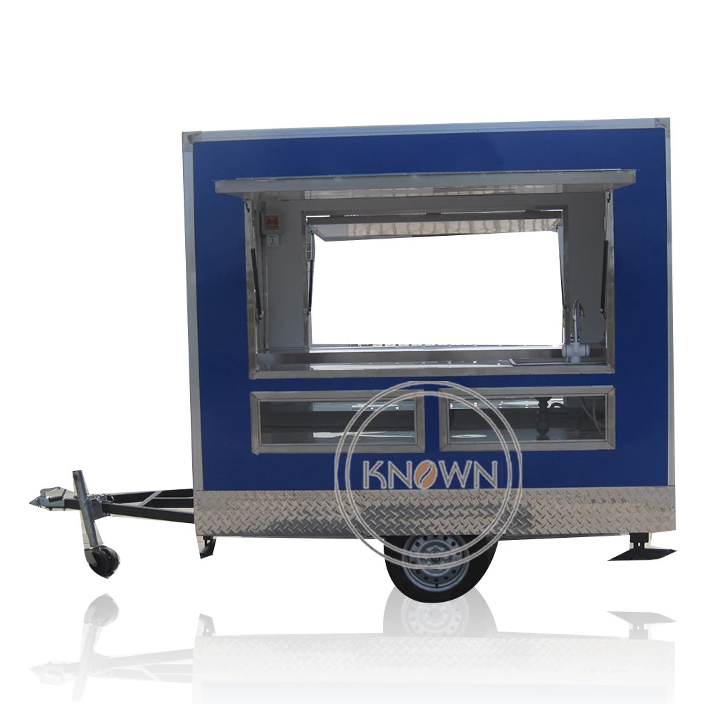 OEM Square Fast Food Van Trailer Mobile Kitchen Catering Cart Truck Customized Hot Dog Vending Kiosk