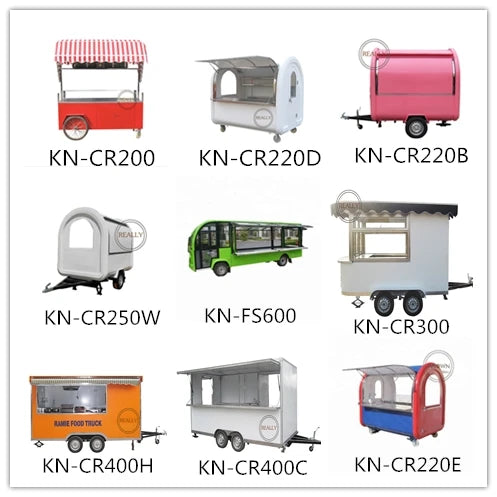 2023 2.2m Length Snack Food Truck Trailer Street Mobile Kitchen Hot Dog Ice Cream Coffee Cart For Sale Catering Equipment Van