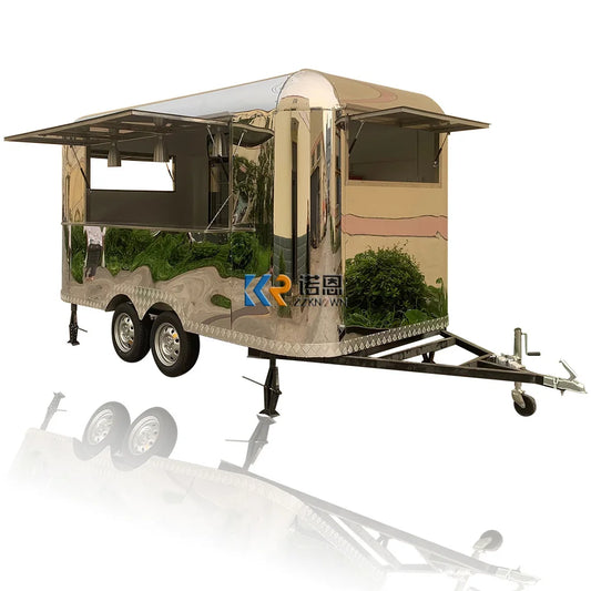 Stainless Steel Food Trailer With Kitchen Equipment Mobile Food Truck For Sale Hot Dog Pizza Coffee