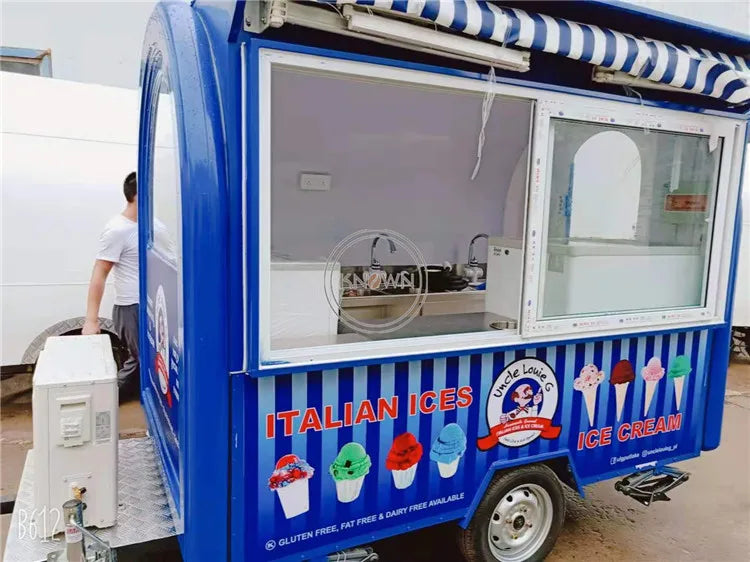 OEM 250CM Length Ice Cream Vending Truck Mobile Food Kiosk Cart Food Van Trailer for sale